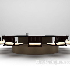灰色桌椅组合推荐3d模型下载