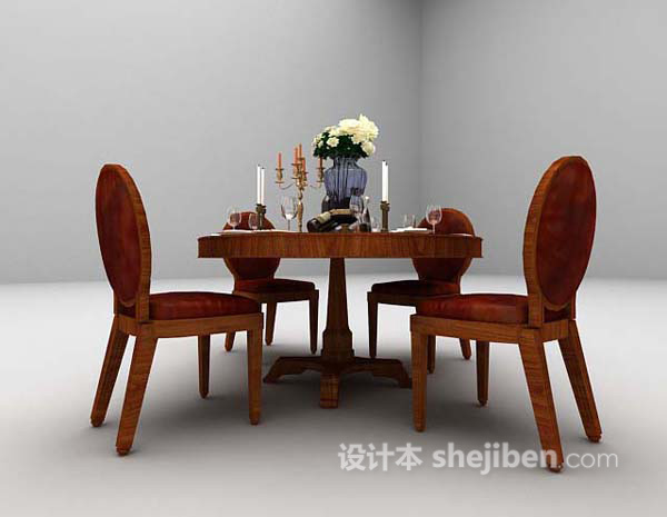 棕色餐桌3d模型