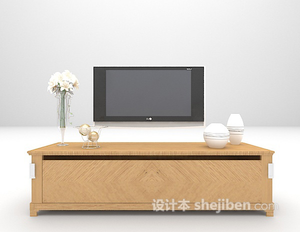 欧式木质电视柜3d模型欣赏