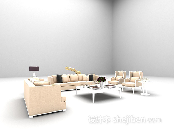 地中海风格组合沙发3d模型下载