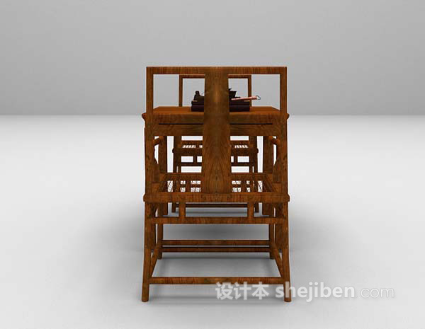 免费中式桌椅组合3d模型下载
