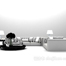 灰色系组合沙发3d模型下载