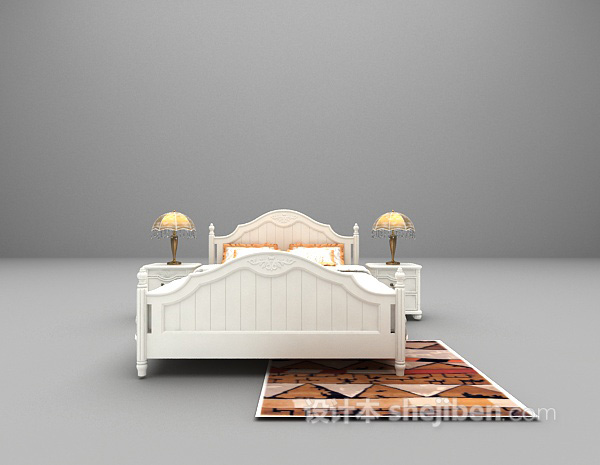 欧式白色床3d模型推荐