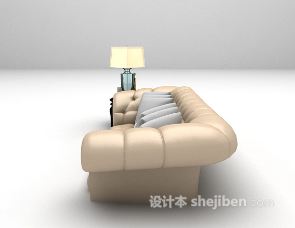 现代风格皮质多人沙发3d模型下载