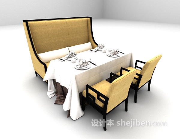 欧式风格欧式组合餐桌3d模型下载