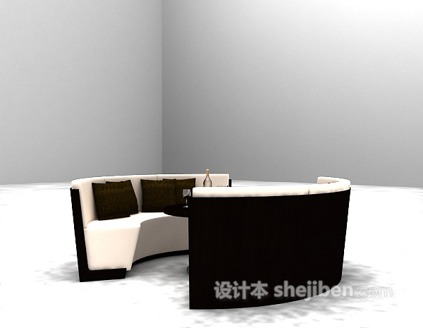 设计本圆形组合沙发3d模型下载
