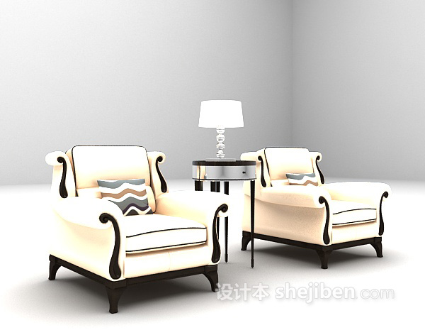 免费欧式双人沙发3d模型下载