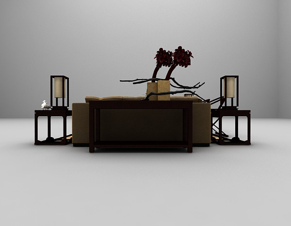 设计本现代中式组合沙发3d模型下载