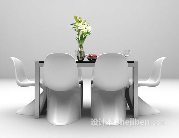 现代黑色餐桌推荐3d模型下载