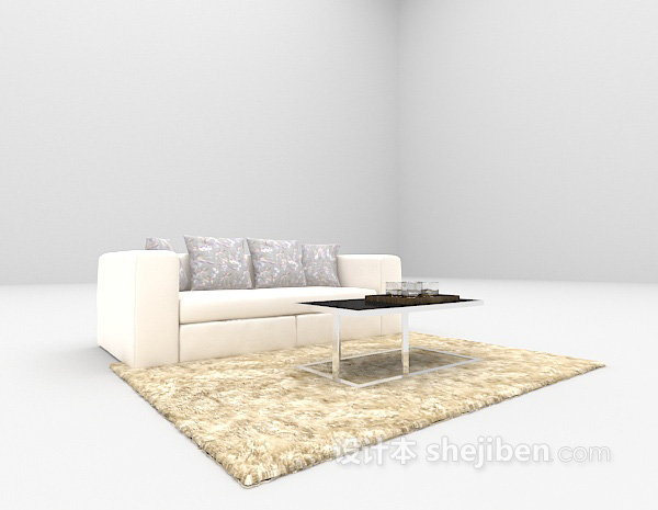 现代风格浅色沙发3d模型下载