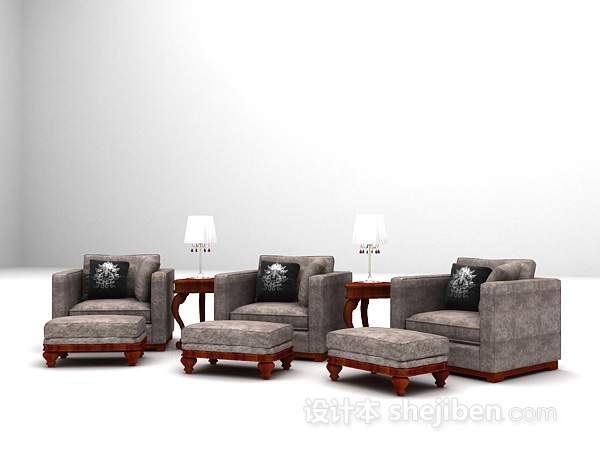 设计本布艺单人沙发3d模型下载