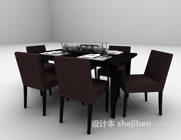 免费现代黑色桌椅3d模型下载