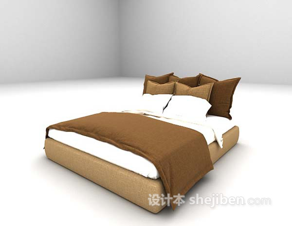 免费棕色床具3d模型下载