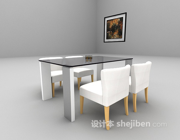 现代风格木质桌椅3d模型下载