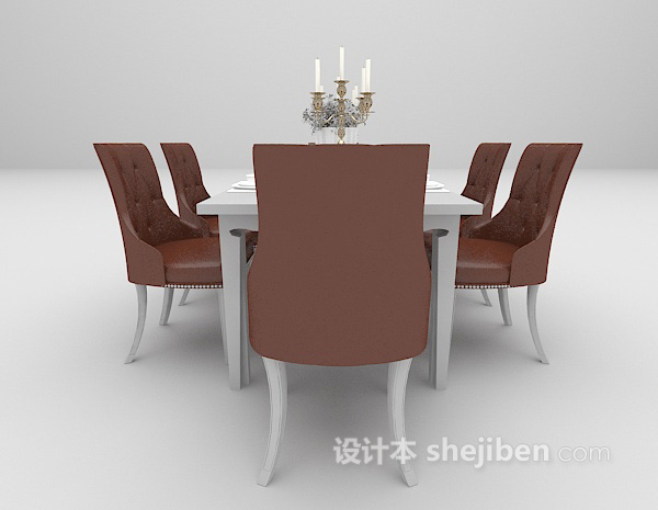 设计本灰色餐桌3d模型下载