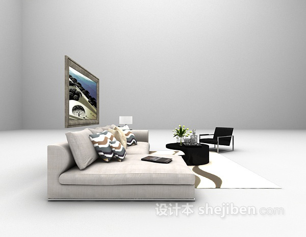 现代风格现代家庭沙发欣赏3d模型下载