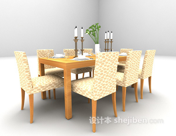 现代风格灰色木质桌椅3d模型下载