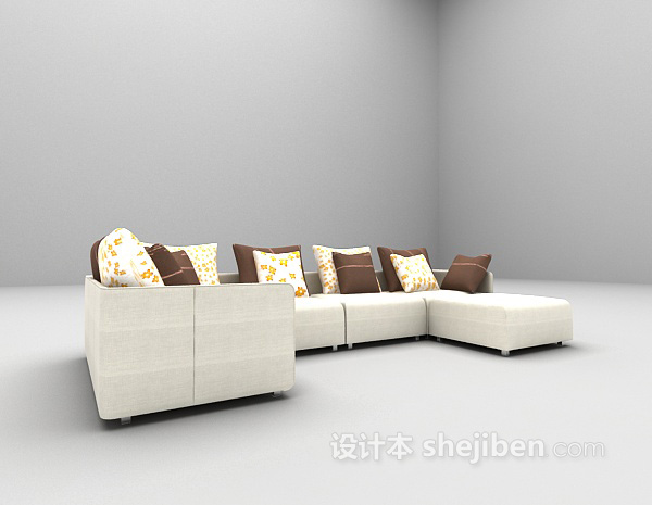 现代风格白色现代沙发3d模型下载