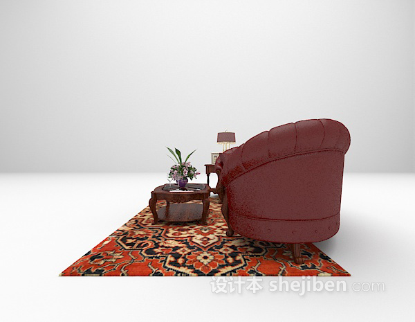 设计本红色皮质沙发3d模型下载