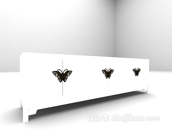 欧式风格蝴蝶装饰电视柜3d模型下载