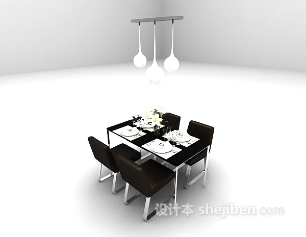 现代风格现代餐桌3d模型下载
