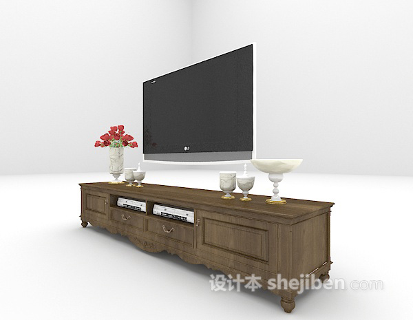 现代风格棕色电视柜推荐3d模型下载