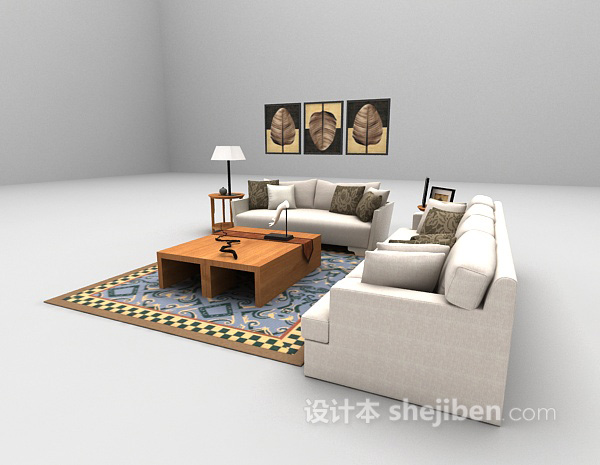 设计本现代风格组合沙发3d模型下载