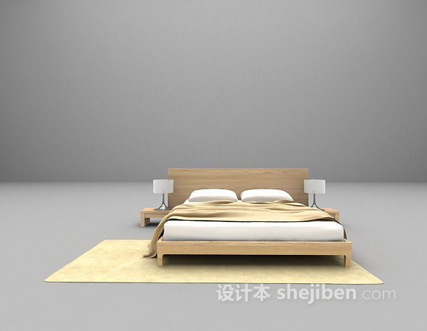 木质床3d模型免费下载