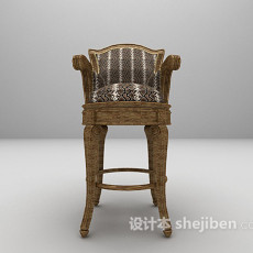 欧式古典豪华吧台椅3d模型下载
