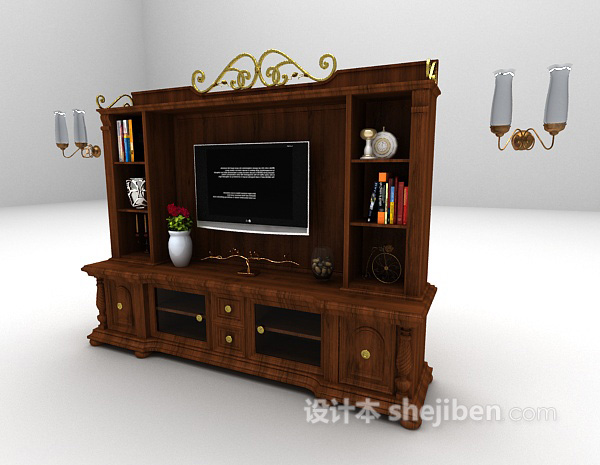 设计本复古电视柜3d模型下载