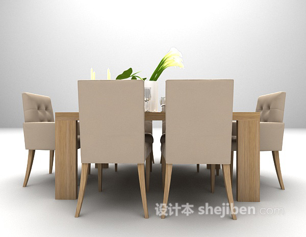 木质简约桌椅3d模型下载