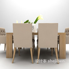 木质简约桌椅3d模型下载