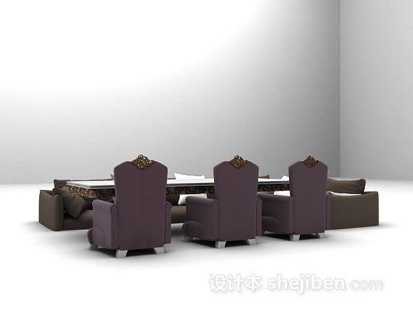 免费欧式组合沙发椅3d模型下载