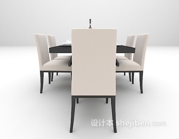 设计本黑色现代餐桌大全3d模型下载