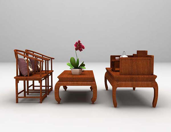 设计本实木桌椅组合3d模型下载