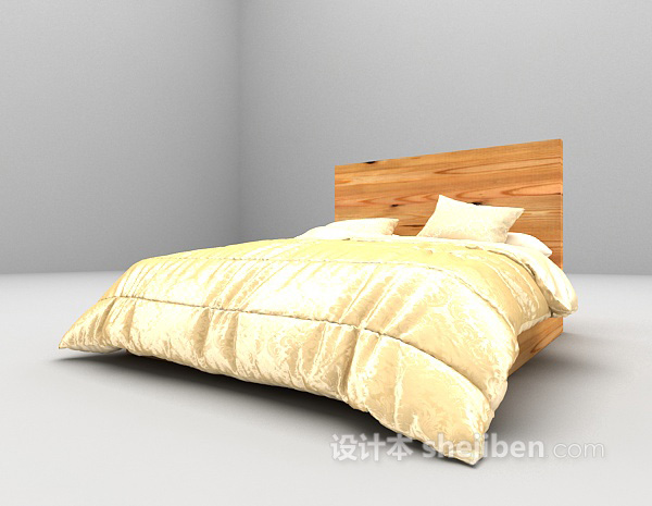 免费灰色木质床3d模型下载