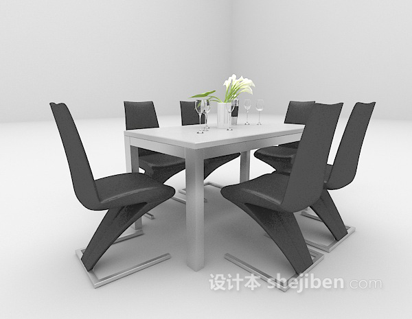 现代风格个性桌椅组合3d模型下载