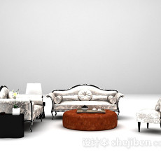 白色欧式沙发组合3d模型下载