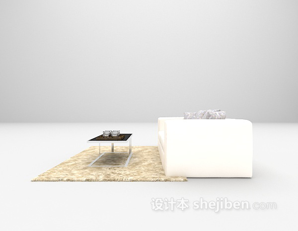 设计本浅色沙发3d模型下载