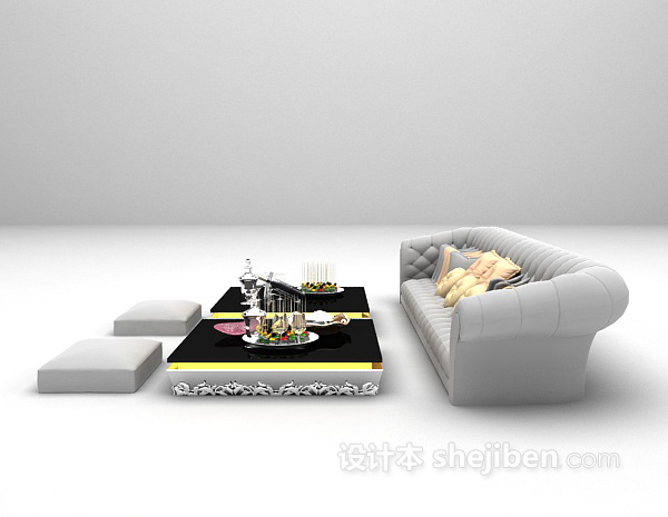 欧式风格欧式多人沙发3d模型下载