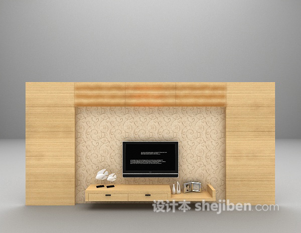 现代灰色电视柜3d模型下载