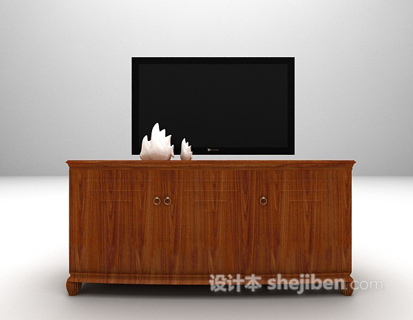 棕色电视柜max3d模型下载