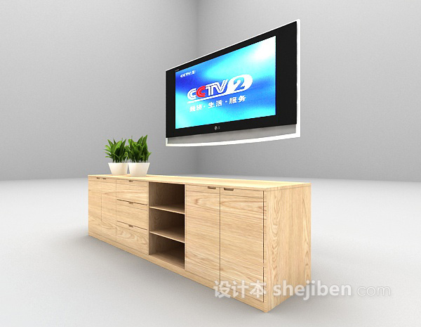 现代风格木质电视柜免费3d模型下载