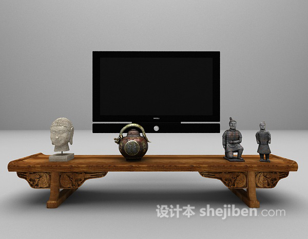 传统中式电视柜3d模型下载