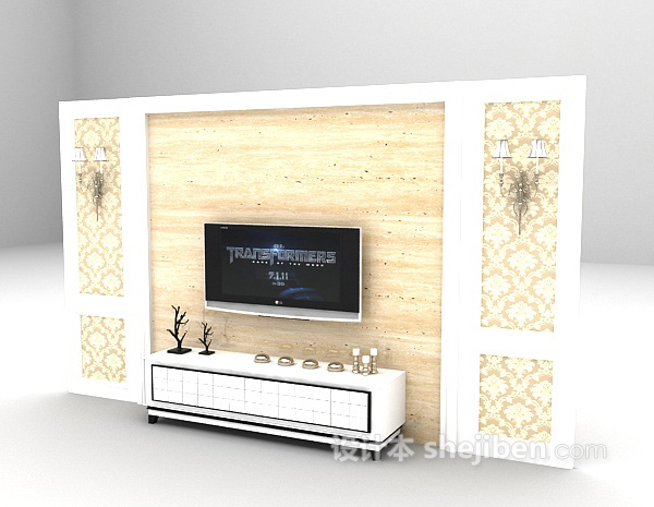 设计本电视背景墙推荐3d模型下载