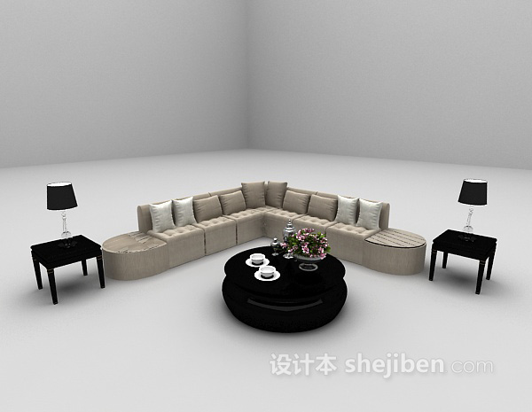 设计本欧式沙发组合大全3d模型下载