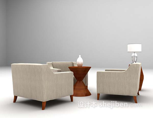 现代风格布艺桌椅3d模型下载
