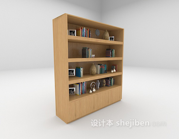 现代风格灰色木质书柜3d模型下载