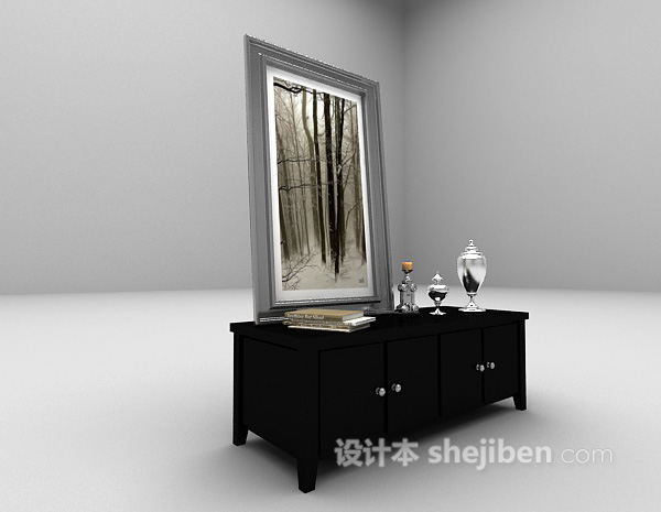 现代风格黑色玄关厅柜欣赏3d模型下载