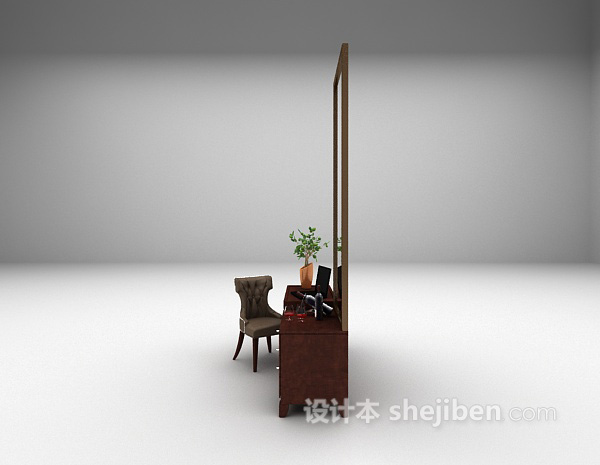 设计本木质欧式书桌3d模型下载